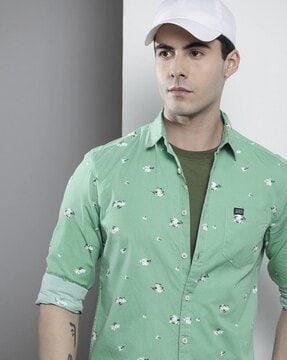 floral print shirt with patch pocket