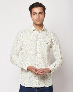 floral print shirt with patch pocket