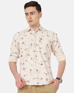 floral print shirt with patch pocket