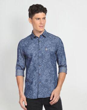 floral print shirt with patch pocket