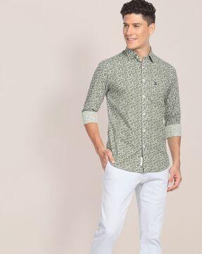 floral print shirt with patch pocket