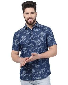 floral print shirt with patch pocket