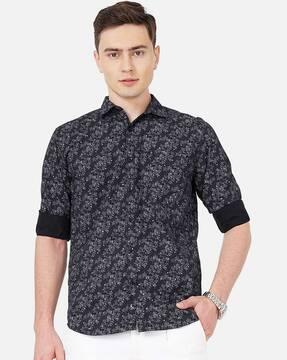 floral print shirt with patch pocket