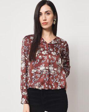 floral print shirt with peter pan collar