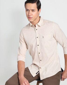 floral print shirt with placement logo