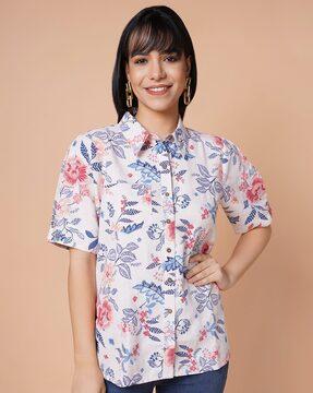 floral print shirt with pocket