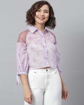 floral print shirt with raglan sleeves