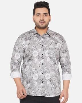 floral print shirt with spread collar