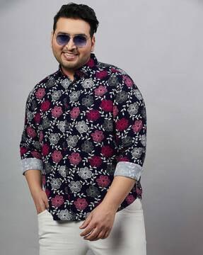 floral print shirt with spread collar