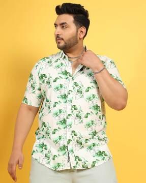 floral print shirt with spread collar