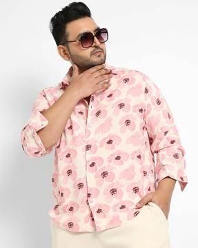 floral print shirt with spread collar