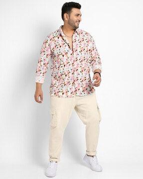 floral print shirt with spread collar