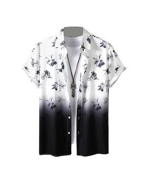 floral print shirt with spread collar