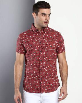 floral print short-sleeve shirt