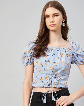 floral print short sleeve top