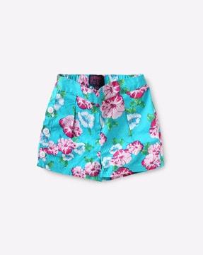 floral print shorts with button styling