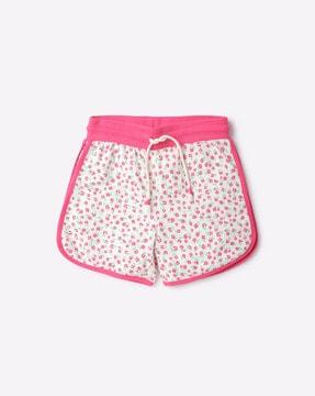 floral print shorts with drawstring waist