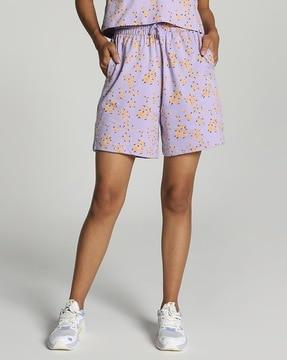 floral print shorts with elasticated drawstring waist