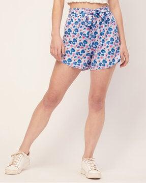 floral print shorts with elasticated drawstring waist