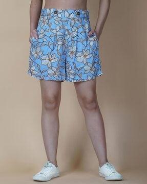 floral print shorts with elasticated waist