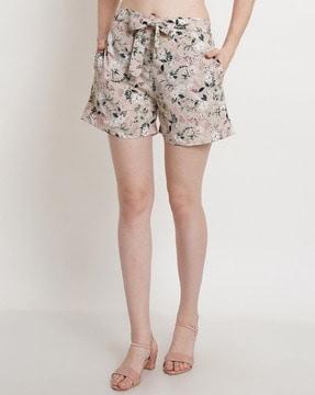 floral print shorts with elasticated waist