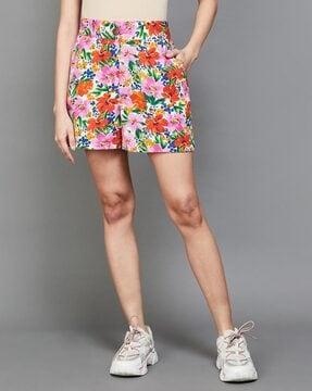 floral print shorts with elasticated waist