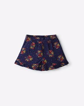 floral print shorts with semi-elasticated waistband