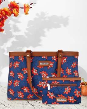 floral print shoulder bag dual handles