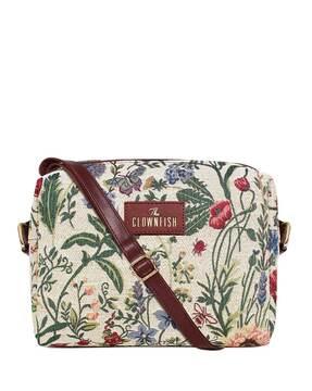 floral print shoulder bag with adjustable strap