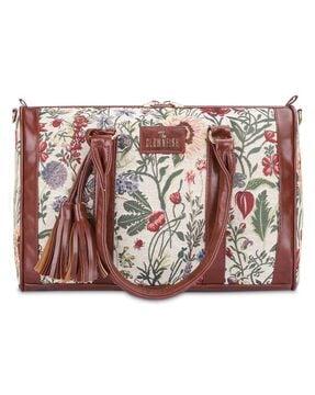 floral print shoulder bag with detachable strap