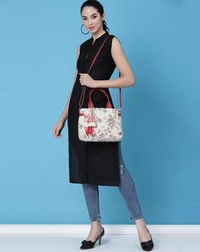 floral print shoulder bag with detachable strap