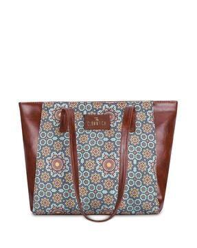 floral print shoulder bag with dual handles
