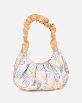 floral print shoulder bag with zip closure