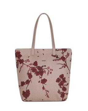 floral print shoulder bag with zipper closure