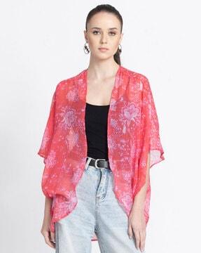 floral print shrug wih kimono sleeves