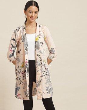 floral print shrug with bracelet sleeves