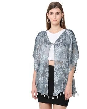 floral print shrug with button closure