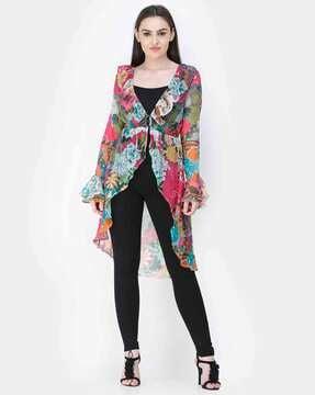 floral print shrug with full-length sleeves