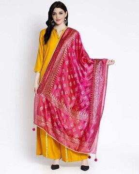 floral print silk dupatta