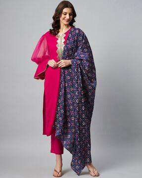 floral print silk dupatta