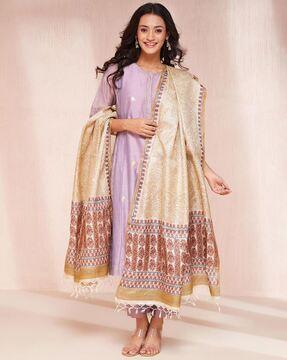 floral print silk dupatta