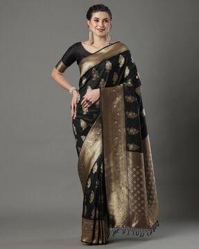 floral print silk saree with blouse piece