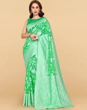 floral print silk saree with border