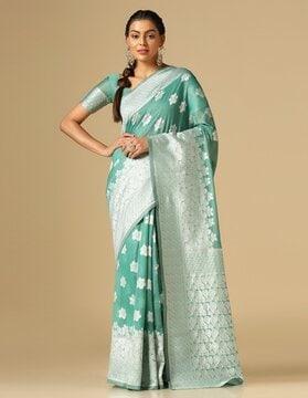 floral print silk saree with border