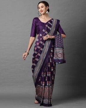 floral print silk saree