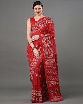 floral print silk saree