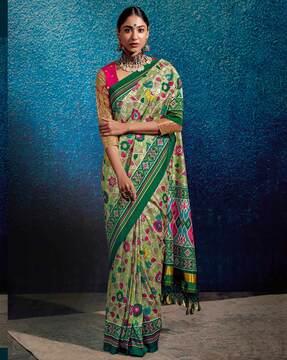 floral print silk saree