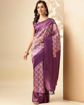 floral print silk saree