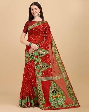 floral print silk traditional saree