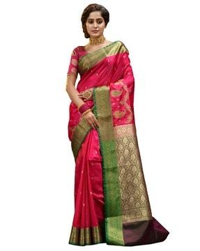 floral print silk traditional saree